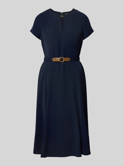 Lauren Ralph Lauren Knielanges Kleid mit Taillengürtel Dunkelblau 2