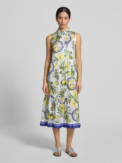 Marc Cain Hemdblusenkleid aus Viskose mit Knopfleiste Weiss 4
