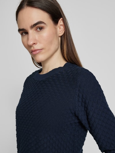 FREE/QUENT Strickpullover mit gerippten Abschlüssen Modell 'Dodo' Marine 3