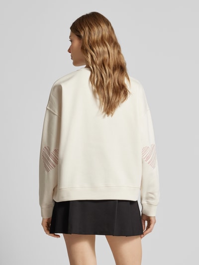 ICHI Sweatshirt met motiefstitching, model 'MERELLA' Offwhite - 5