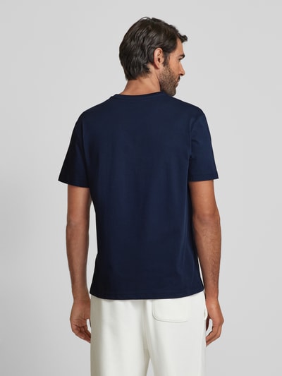 Lacoste T-shirt met labelstitching, model 'Basic' Marineblauw - 5