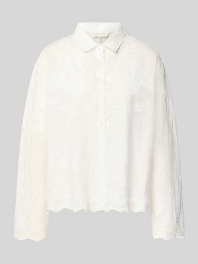 Produktfoto, Relaxed Fit Bluse aus reiner Baumwolle von Apricot, wit met all-over bloemenmotief stitching, platte kraag, met lange mouwen.