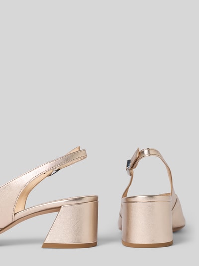 Produktfoto, Pumps aus echtem Leder mit offener Ferse von Högl in Gold, Spitze Passform, glatte Sohle, Absatzhöhe 5 cm, Schaftweite 6 cm