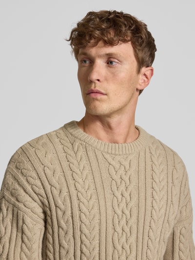 JAKE*S STUDIO MEN Strickpullover mit Zopfmuster Beige 3