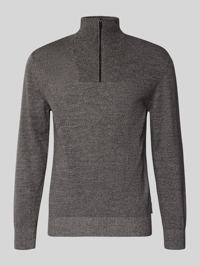 Tom Tailor Denim Regular Fit Troyer aus reiner Baumwolle Dunkelgrau Melange 2