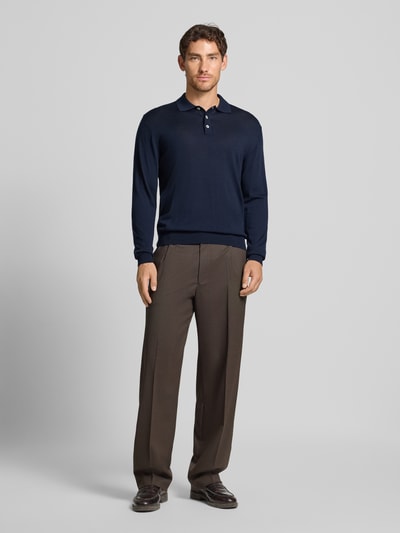 Manuel Ritz Regular fit poloshirt van scheerwol Marineblauw - 1