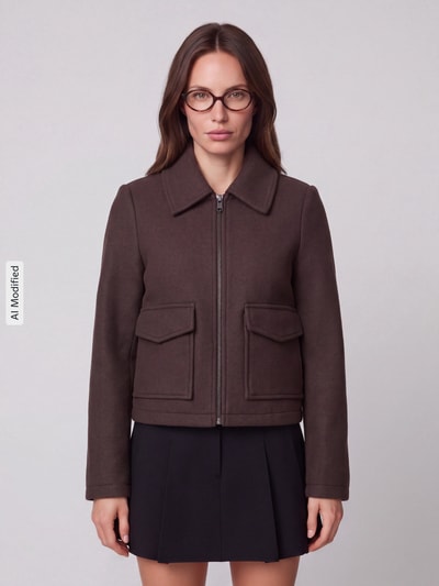 VERO MODA bluzon o kroju regular fit z wykładanym kołnierzem model 'SAFIR' Czekoladowy 4