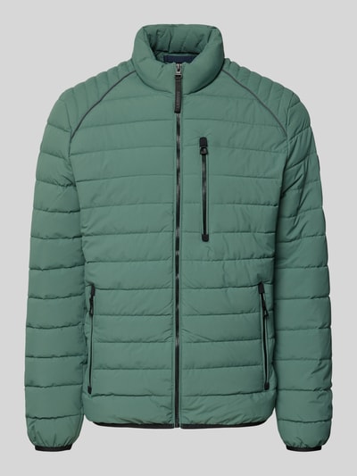 Produktfoto, Steppjacke mit Stehkragen und Reißverschlusstaschen von LERROS in Grün, Regular Fit, gesteppte Optik, glatte Textur, Vorderansicht