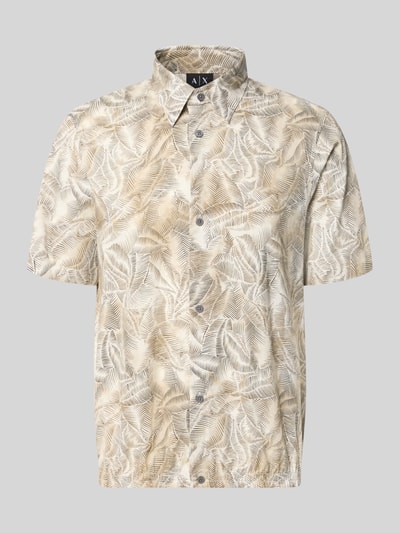 Produktfoto, Regular Fit vrijetijdsoverhemd met kentkraag van ARMANI EXCHANGE, puur katoen, all-over look, beige tinten, maat M