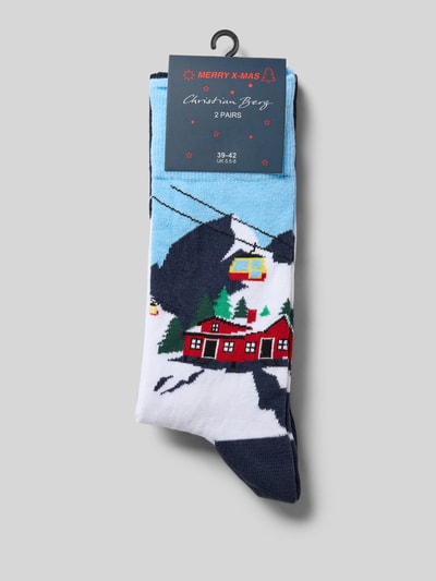 Christian Berg Men Socken mit geripptem Abschluss Bleu 3