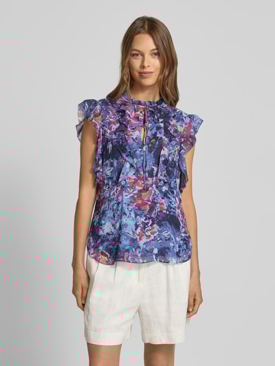 Lauren Ralph Lauren Regular Fit Bluse mit Volants Modell 'PERLETTE' Bleu Melange 4