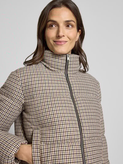Vero Moda Boxy fit gewatteerd jack en vichy-motief, model 'LYON' Middenbruin - 3