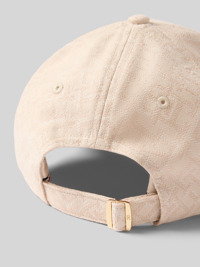 Produktfoto, Basecap aus reiner Baumwolle von Tommy Hilfiger, beżowy denim, wzór allover, logo, regulowany pasek, materiał bawełniany