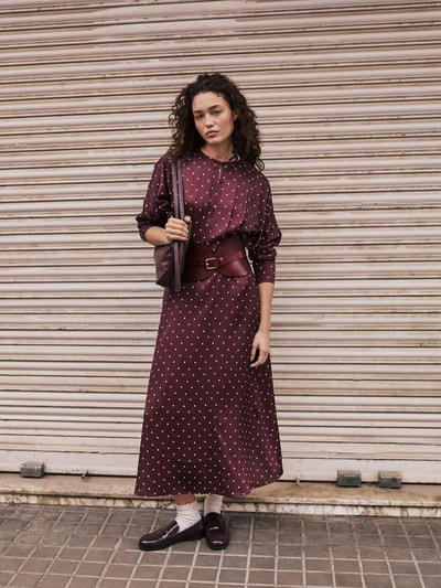 Jake*s Collection Maxi-jurk met druppelvormige hals Aubergine - 6