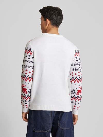 Only & Sons Weihnachtspullover mit Motiv- und Statement-Stitching Modell 'XMAS' Offwhite 5