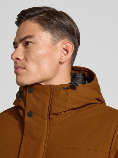 Tom Tailor Denim Regular fit lange parka van waterdicht materiaal Camel - 3