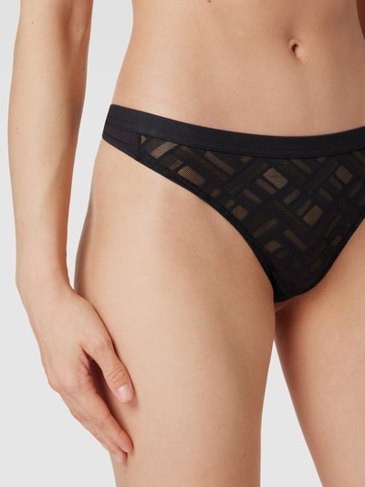 Marc O'Polo String met mesh motief, model 'Lace Graphics' Zwart - 3