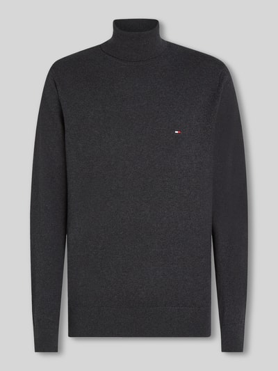 Tommy Hilfiger Regular Fit Rollkragenpullover aus Baumwoll-Kaschmir-Mix Anthrazit Melange 2