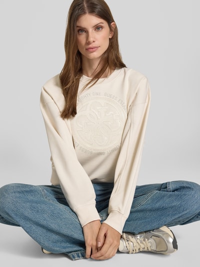 Guess Sweatshirt mit Logo und Rundhalsausschnitt Ecru 3