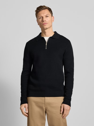 SELECTED HOMME Regular fit gebreide pullover van biologisch katoen, model 'DANE' Zwart - 4