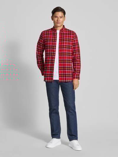 Christian Berg Men Regular Fit Freizeithemd mit Button-Down-Kragen Dunkelrot 1