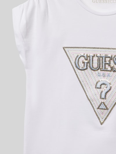 Guess T-Shirt mit Paillettenbesatz Modell 'BATWING' Weiss 2