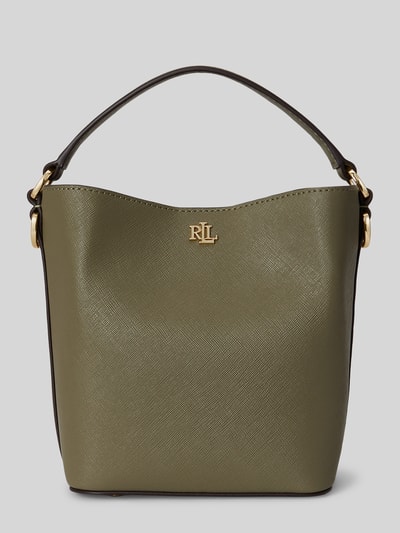 Lauren Ralph Lauren Torba na ramię z naturalnej skóry z odpinanym paskiem na ramię Limonkowy 1