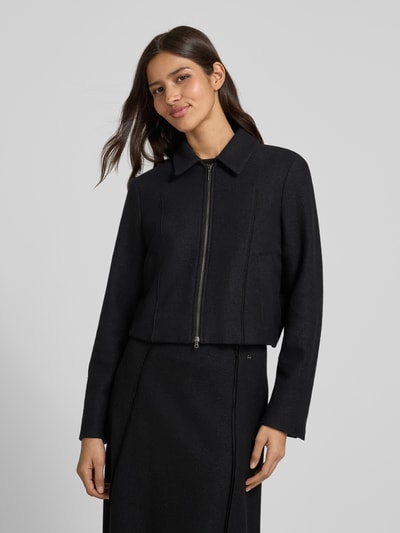 Marc Cain Regular Fit Blazer aus Schurwolle mit Zweiwege-Reißverschluss Black 4