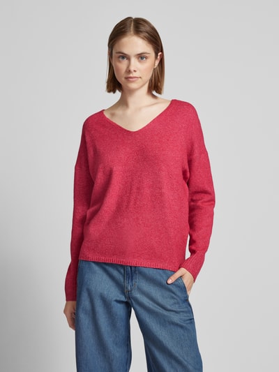 Only Pullover met V-hals, model 'RICA' Felroze gemêleerd - 4