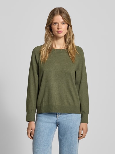 Marc O'Polo Denim Regular fit gebreide pullover van katoenmix Kaki - 4