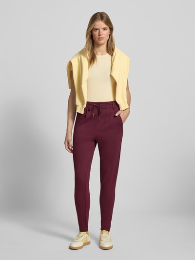 Only Regular Fit Trackpants aus Viskose-Mix Modell 'POPTRASH' Bordeaux Melange 1