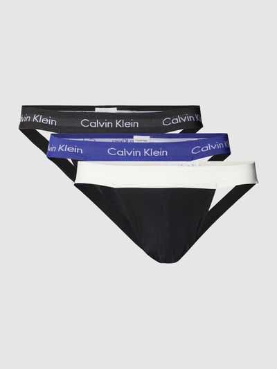 Calvin Klein Underwear Jockstrapy z elastycznym paskiem z logo w zestawie 3 szt. Czarny 1