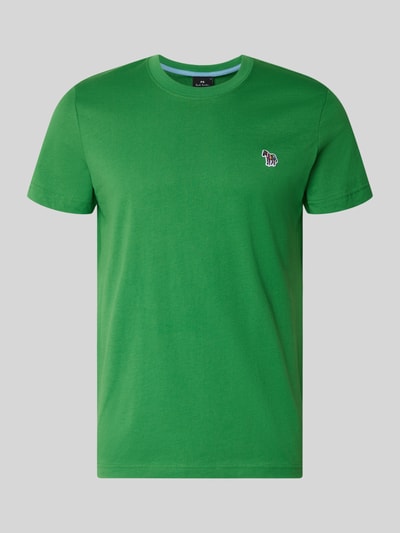 Produktfoto, Slim Fit T-Shirt mit Rundhalsausschnitt von PAUL SMITH in Grün, reine Baumwolle, glatte Textur, schlichter Stil, dezentes Stitching