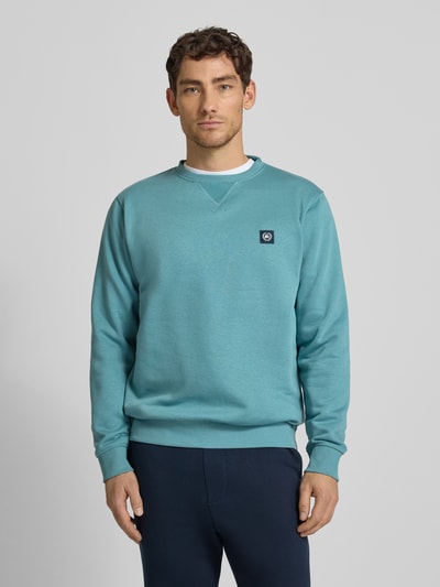 Lerros Sweatshirt mit Rundhalsausschnitt und Label-Patch Tuerkis 4