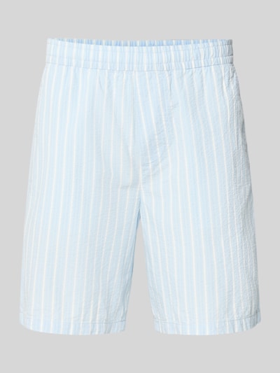 Produktfoto, Regular Fit Shorts aus reiner Baumwolle Modell 'STUART' von SELECTED HOMME mit Optik: Unifarben, Seersucker-Struktur, seitliche Eingrifftaschen, Gesäßtaschen, elastischer Bundabschluss.