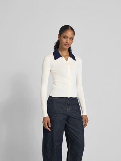 Self-Portrait Cardigan in Strick-Optik Ecru 4