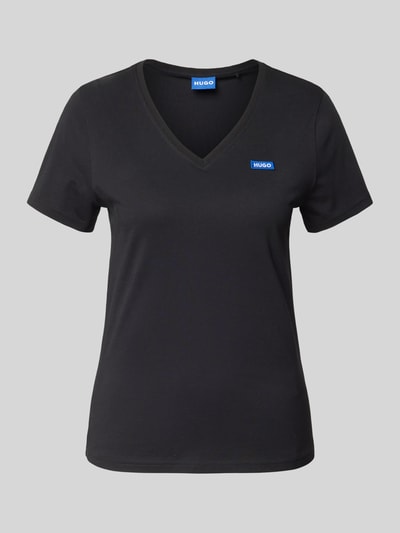 Hugo Blue T-Shirt mit Label-Stitching Black 1