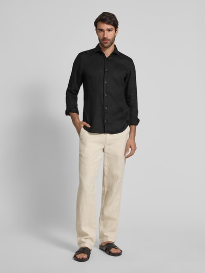 JOOP! Collection Slim Fit Leinenhemd mit Haifischkragen Black 1