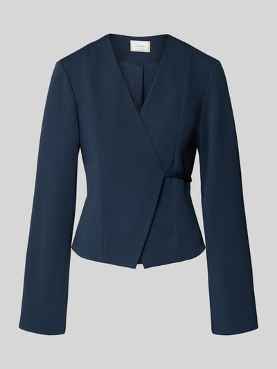 Produktfoto, Blazer mit V-Ausschnitt Modell 'Simmi' von Neo Noir aus Elastischer-Material-Mix, taillierte Passform, Wickel-Optik, dunkelblau