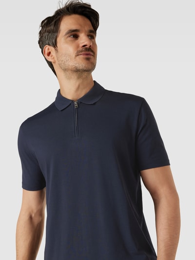 HUGO Poloshirt met korte ritssluiting, model 'Dekok' Marineblauw - 3