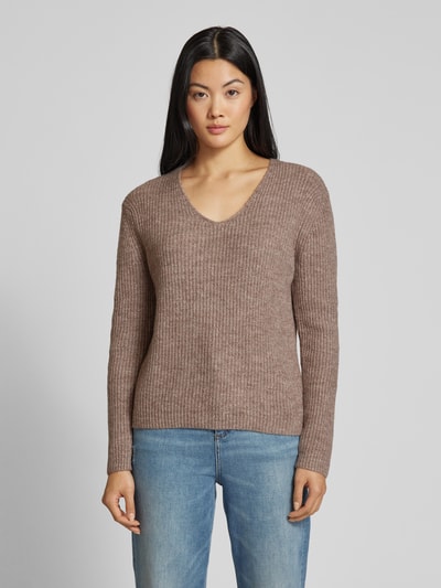 Christian Berg Woman Strickpullover mit V-Ausschnitt Taupe Melange 4