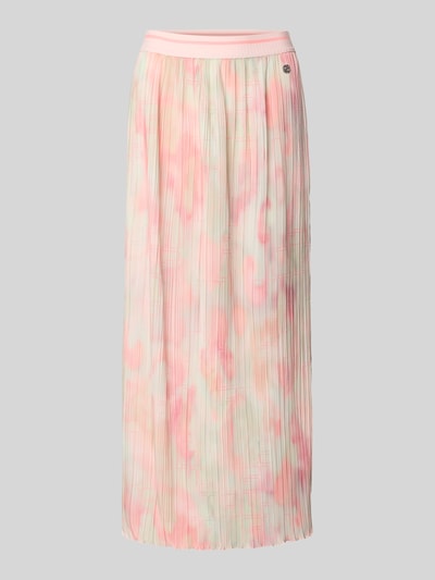 Produktfoto, pastellfarbener Plisseerock mit Rosa-, Grün- und Gelbtönen, dezente strukturierte Textur, Unifarbenes-Design