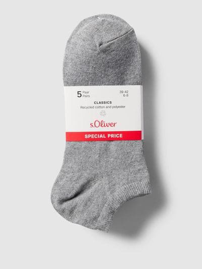 s.Oliver RED LABEL Sneakersocken mit Label-Print Modell 'Classics' im 5er-Pack Hellgrau 3