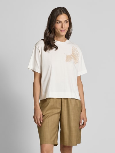 Stefanel T-shirt met motiefstitching Wit - 4