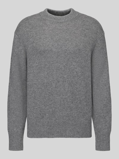 Selected Sweter z kaszmiru z wykończeniami w prążki Średnioszary 2