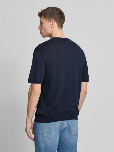 BOSS Orange męski t-shirt o kroju regular fit z mieszanka lnu i bawełny model 'KAJORDINO' Granatowy 5