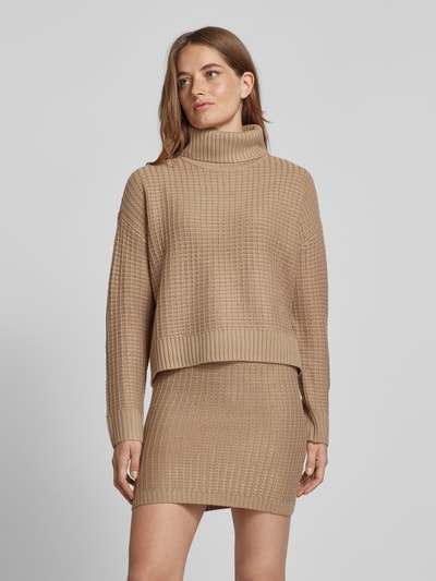 Vero Moda Regular Fit Rollkragenpullover aus Baumwoll-Mix Modell 'OMEGA' Taupe 4