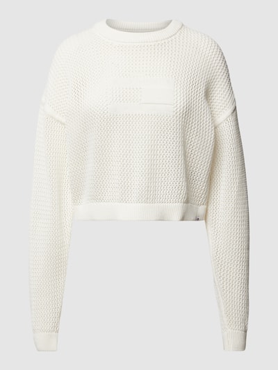 Tommy Jeans Semitransparenter Strickpullover mit Rundhalsausschnitt Offwhite 2