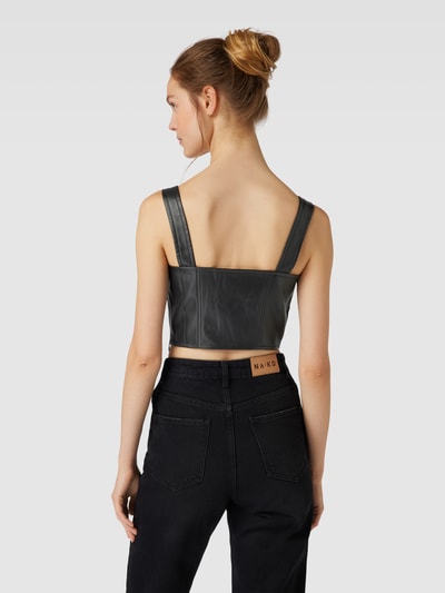 Tommy Jeans Krótki top z imitacji skóry Czarny 5