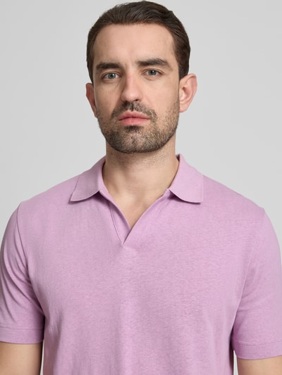 Marc O'Polo Regular Fit Poloshirt aus Baumwoll-Leinen-Mix  Flieder 3
